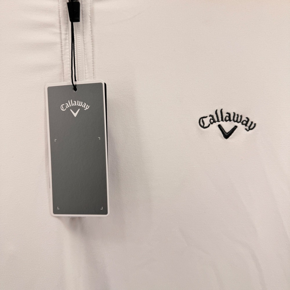 NEW Callaway Opti-Dri 1/4 Zip Pullover Mens XL Bright White‎ Hydrofuge Golf UPF - Picture 13 of 13